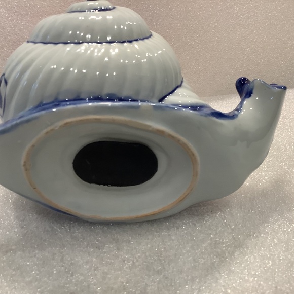 Vintage Ceramic Snail Piggy Bank Andrea by Sadek Blue Floral - Picture 8 of 10